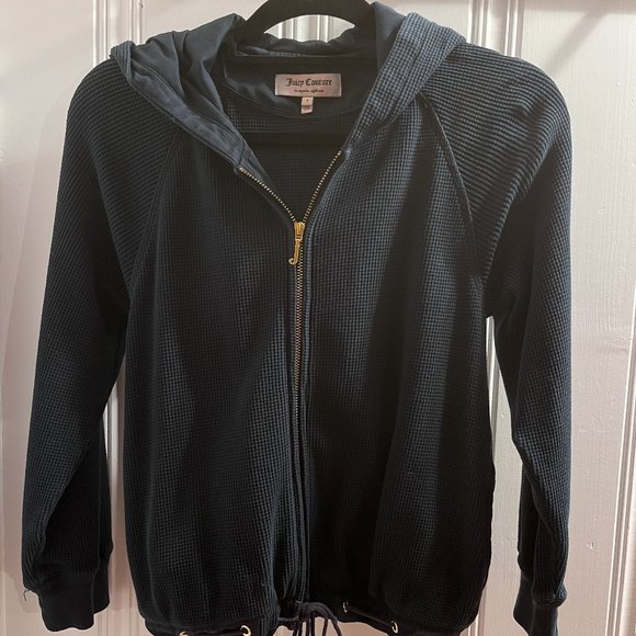 Juicy Couture Navy Hooded Jacket sz S - Picture 1 of 16